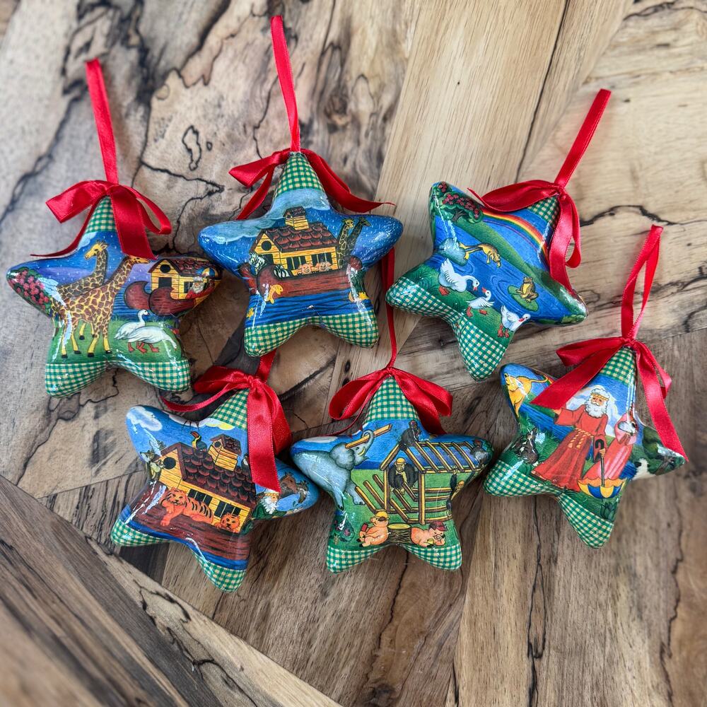1996 Noah's Ark Christmas Ornaments Set of 12 Star and Ball Shaped Vintage Bible - Picture 2 of 16